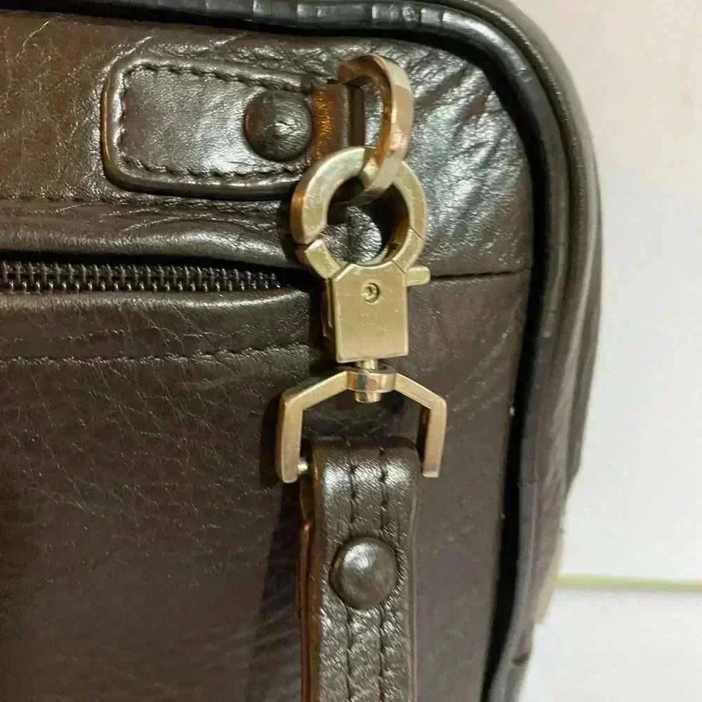 Glovanni Valentino unisex vintage brown leather wristlet clutch bag - Picture 3 of 14